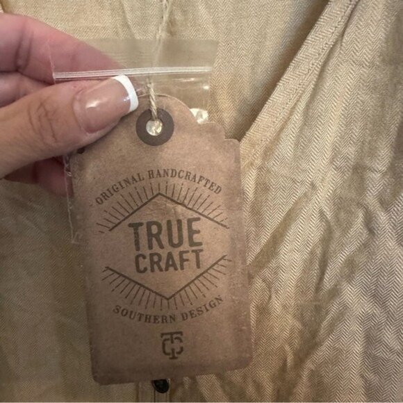 True Craft Cabin Fever 2 Tan Long Sleeve Henley Boho Top Size XL NWT - Picture 8 of 11
